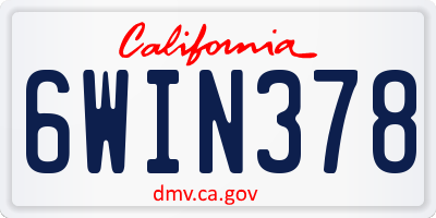 CA license plate 6WIN378