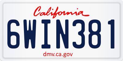 CA license plate 6WIN381