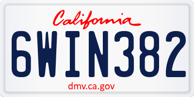 CA license plate 6WIN382