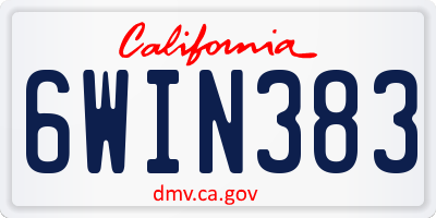 CA license plate 6WIN383