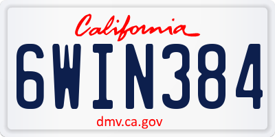 CA license plate 6WIN384