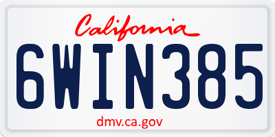 CA license plate 6WIN385