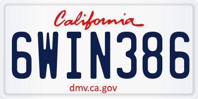 CA license plate 6WIN386