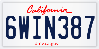 CA license plate 6WIN387