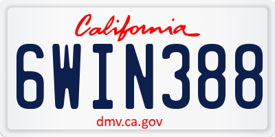 CA license plate 6WIN388