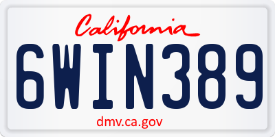 CA license plate 6WIN389