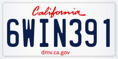 CA license plate 6WIN391