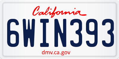 CA license plate 6WIN393
