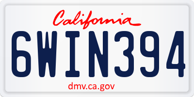 CA license plate 6WIN394