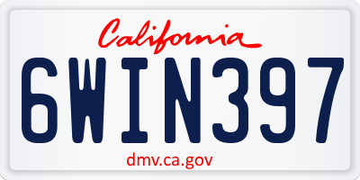 CA license plate 6WIN397