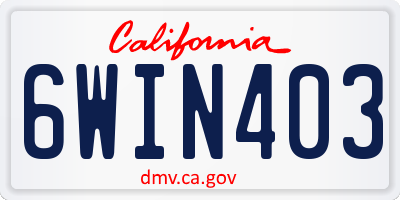 CA license plate 6WIN403