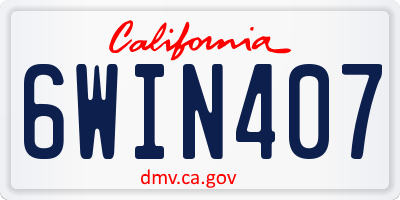CA license plate 6WIN407