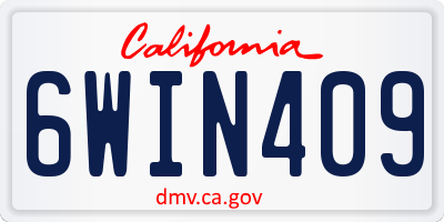 CA license plate 6WIN409