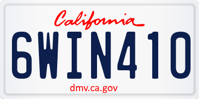 CA license plate 6WIN410