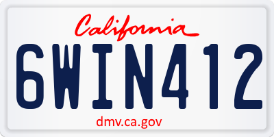 CA license plate 6WIN412
