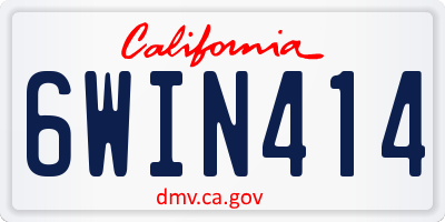 CA license plate 6WIN414