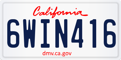CA license plate 6WIN416