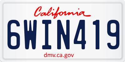 CA license plate 6WIN419