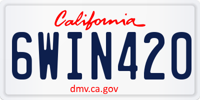 CA license plate 6WIN420