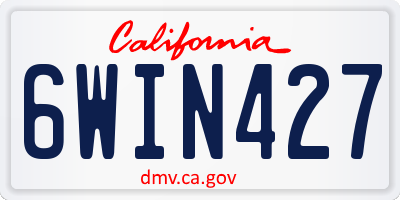 CA license plate 6WIN427