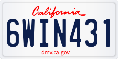 CA license plate 6WIN431
