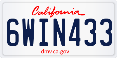CA license plate 6WIN433