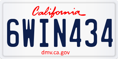 CA license plate 6WIN434