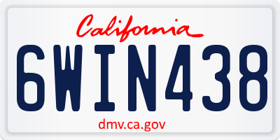 CA license plate 6WIN438