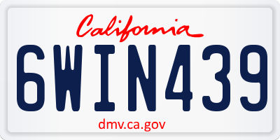CA license plate 6WIN439