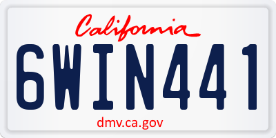 CA license plate 6WIN441