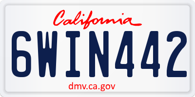 CA license plate 6WIN442