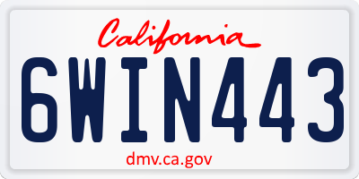 CA license plate 6WIN443