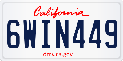 CA license plate 6WIN449