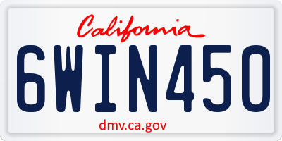 CA license plate 6WIN450