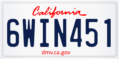 CA license plate 6WIN451