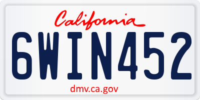 CA license plate 6WIN452