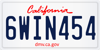 CA license plate 6WIN454