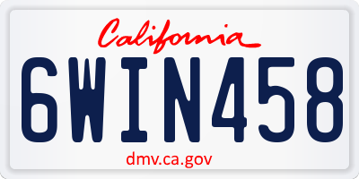 CA license plate 6WIN458