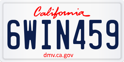 CA license plate 6WIN459