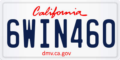 CA license plate 6WIN460