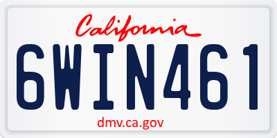 CA license plate 6WIN461