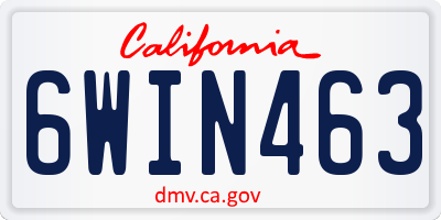 CA license plate 6WIN463