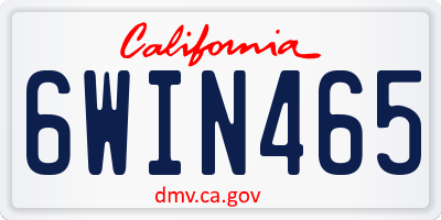 CA license plate 6WIN465