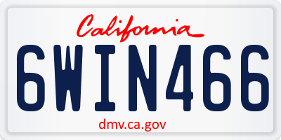 CA license plate 6WIN466