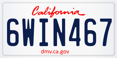 CA license plate 6WIN467