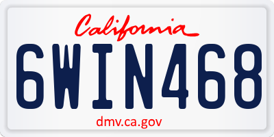 CA license plate 6WIN468