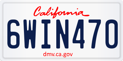 CA license plate 6WIN470