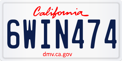 CA license plate 6WIN474