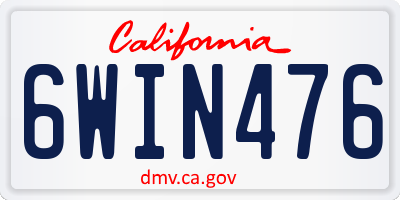 CA license plate 6WIN476