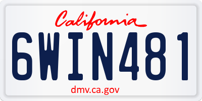 CA license plate 6WIN481